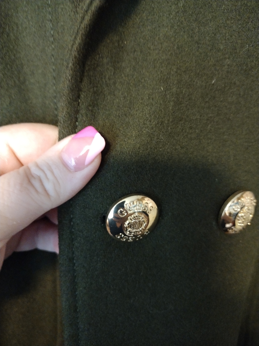 GUESS Women's Olive Green Shawl Collar Coat - Picture 4 of 9